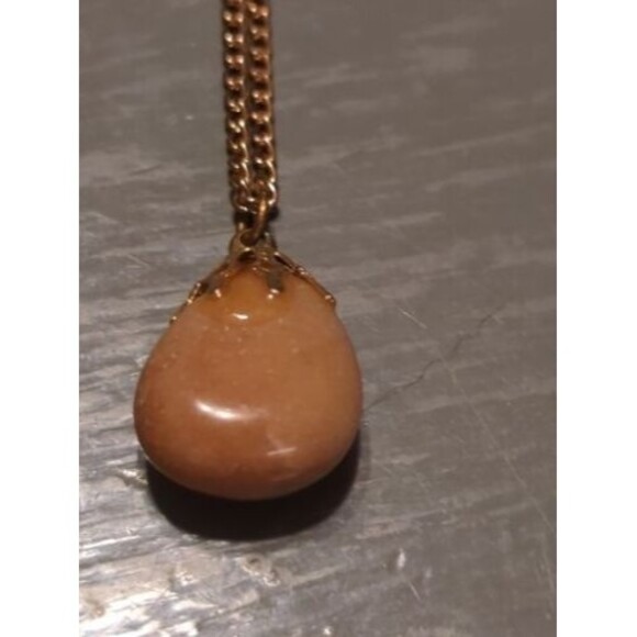 Polished Stone Pendant Necklace Vintage Gold Chain Lot Of 2 - Picture 8 of 10